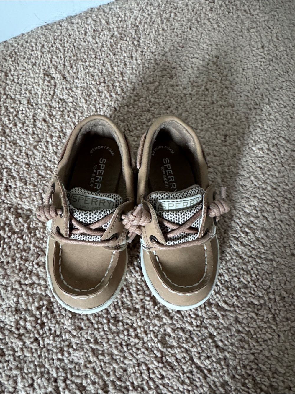 Sperry Kids Tan Moccasin Boat Shoes Size 7M